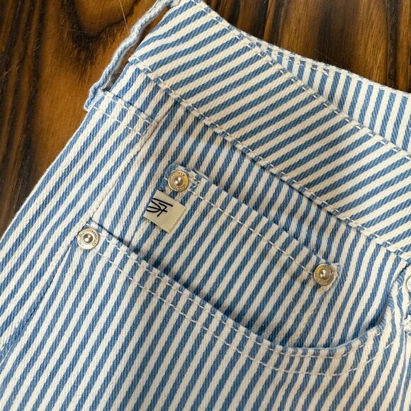 Seven 7 Blue & White Railroad Striped High Rise Denim Jeans Size 8 - Picture 4 of 12